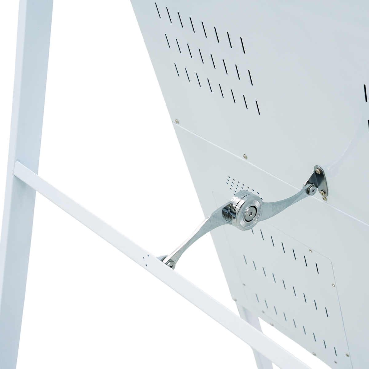 Rear stand hinge and locking bracket on the 43-inch RLCD kiosk